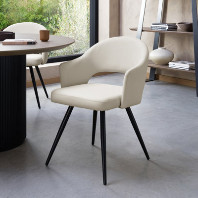 Alcanza STERLING UPHOLSTERED DINING CHAIR - FAUX LEATHER - BLACK SAND POWDER COATED LEGS (PAIR)