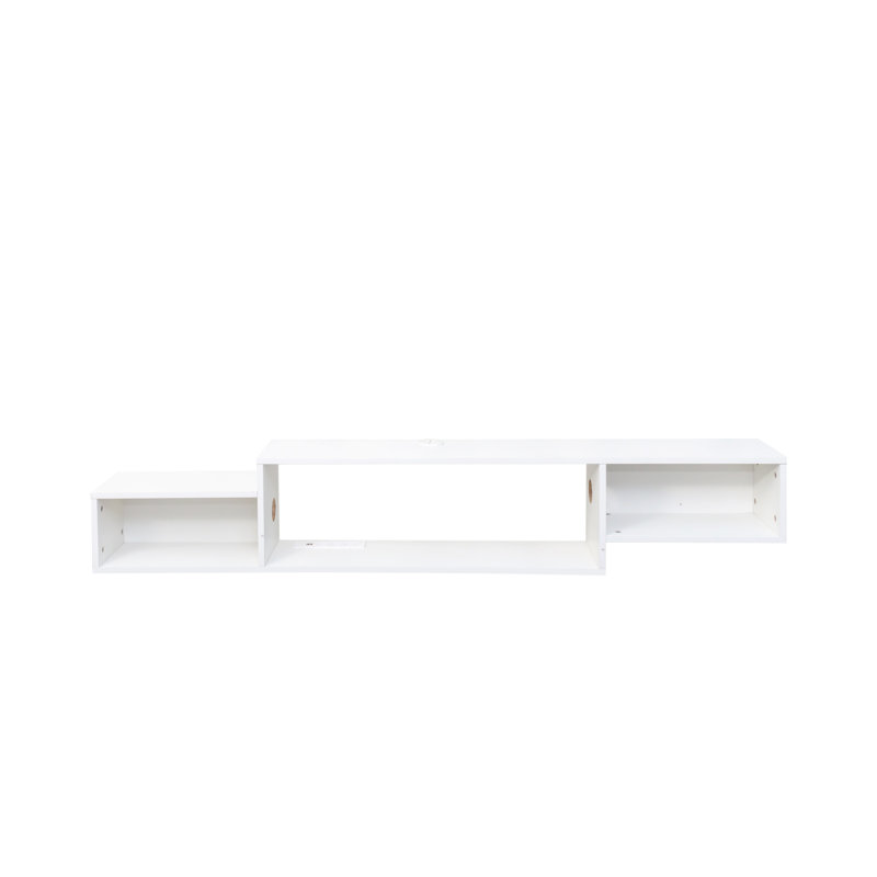 65.35" Wall-Mounted Floating TV Stand with 20-Color LEDs & Built-In Charging Station, White