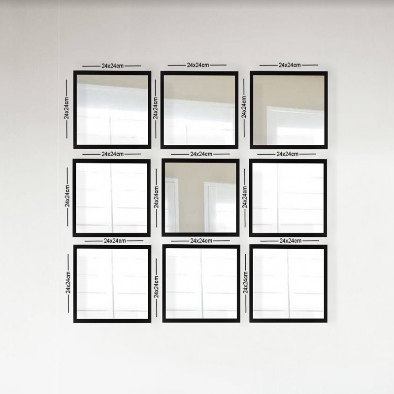 Zenda Plastic Flat Wall Mirror Set, Black