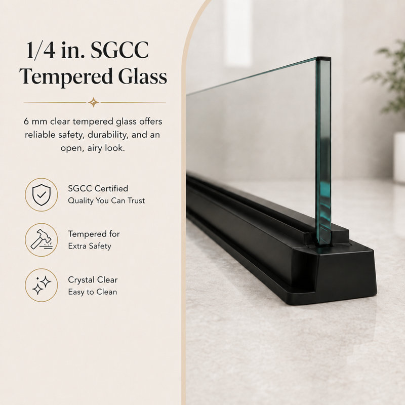 Cabine de douche sans cadre de l 36 po x l 36 po x H 72 po avec verre trempé transparent de 1/4 po