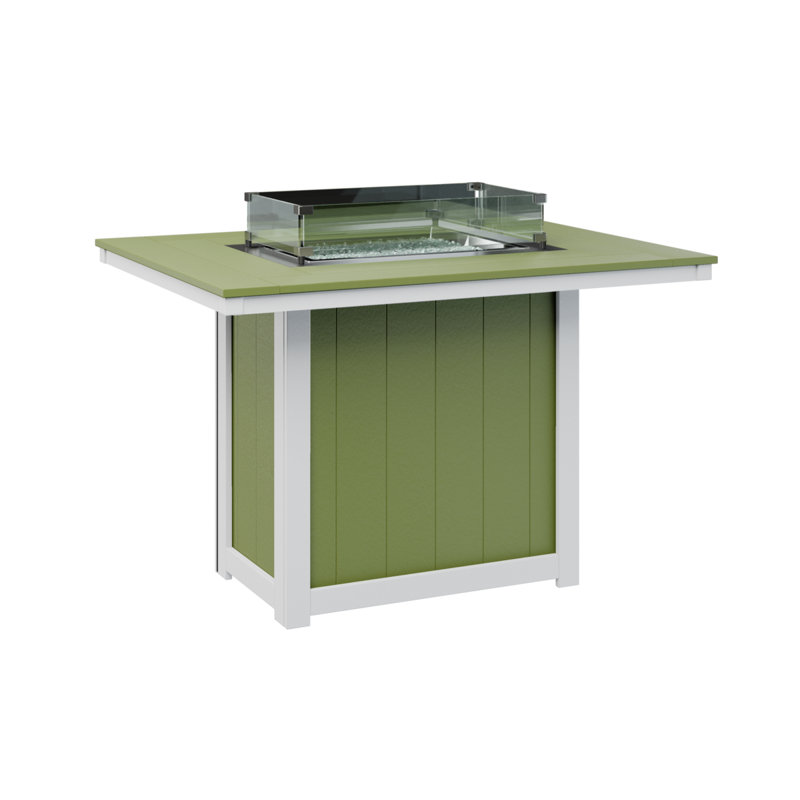 Berlin Gardens Donoma 54″ Rectangular Counter Height Fire Pit Table, 36" H x 53.87" W x 41.37" D, Kiwi Green