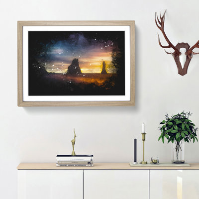 Beach In Vik Iceland Paint Splash - Picture Frame Graphic Art