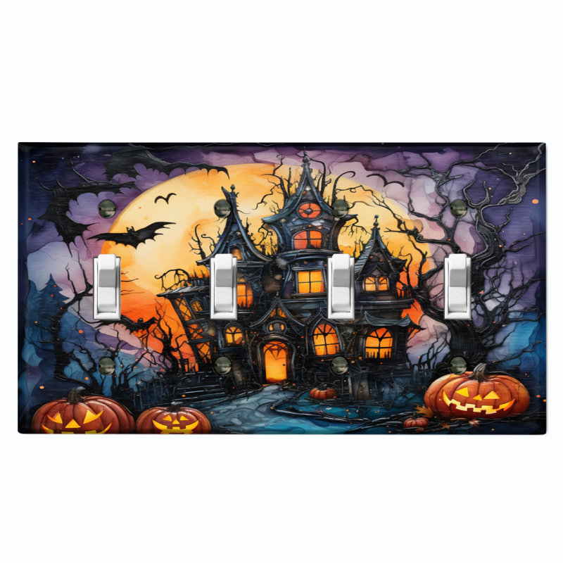 Plaque murale standard à 4 interrupteurs à bascule Halloween