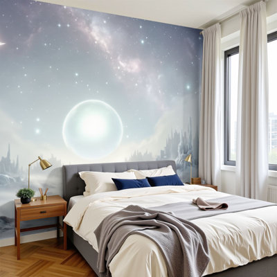 Papier peint sci-fi à peler et coller RVB lumière céleste jeu d'hiver Gamer Room D cor Ciel étoilé peintures murales laiteuses H 100 po x l 144 po Papier mural amovible en PVC auto-adhésif pour chambre