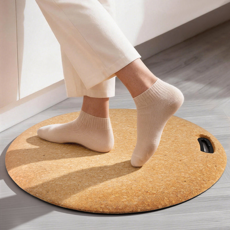 24" Round Natural Cork Office Standing Desk Mat - Anti-Fatigue Ergonomic Cushion