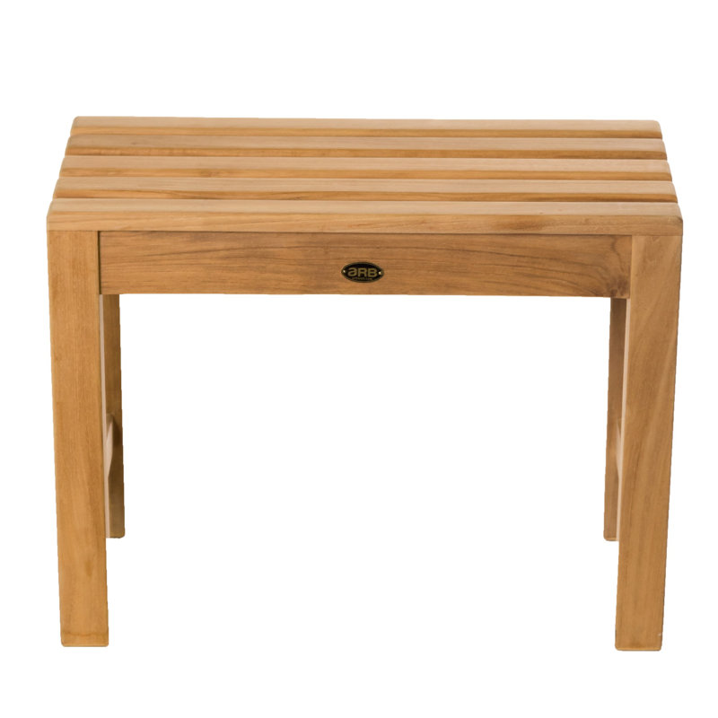 Banc de douche en teck, H 17,75 po x l 23,5 po x P 12,25 po