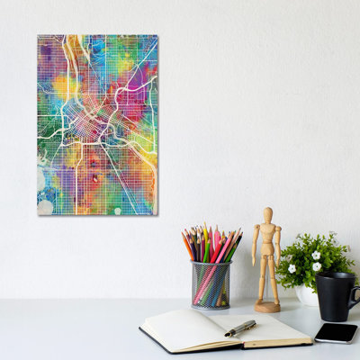 Minneapolis Minnesota City Map I by Michael Tompsett - Wrapped Canvas Gallery-Wrapped Canvas Giclée
