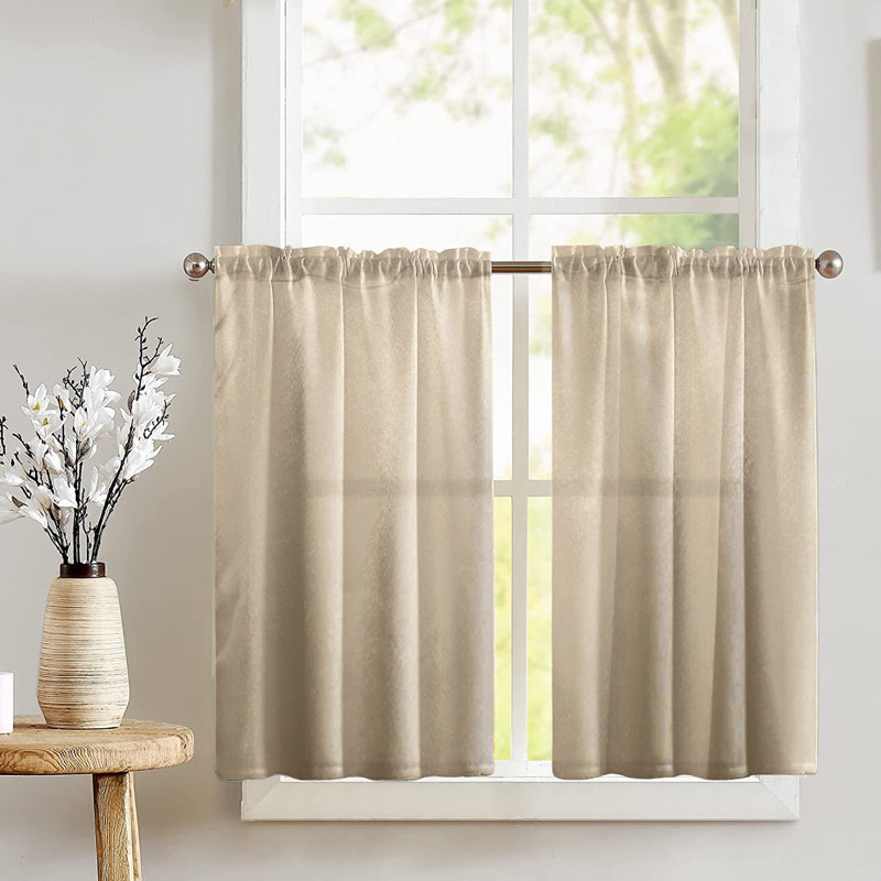 Brittaney Solid Colour Tailored Cafe Curtain, Champagne