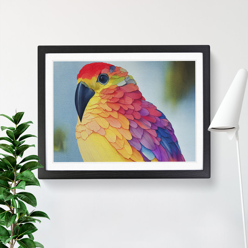 Sparkling Watercolour Bird - Framed Print, Black, 46cm H x 64cm W x 2cm D