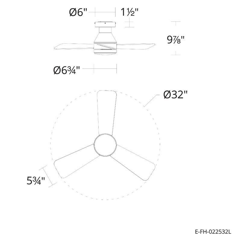 Aero 32in 3-Blade Smart Flush Mount Fan 2700K-6000K CCT Tunable Range LED Light Kit with Remote Control and White Hardware with Reversible Blades in Natural Wood or White Works With iOS or Android App
