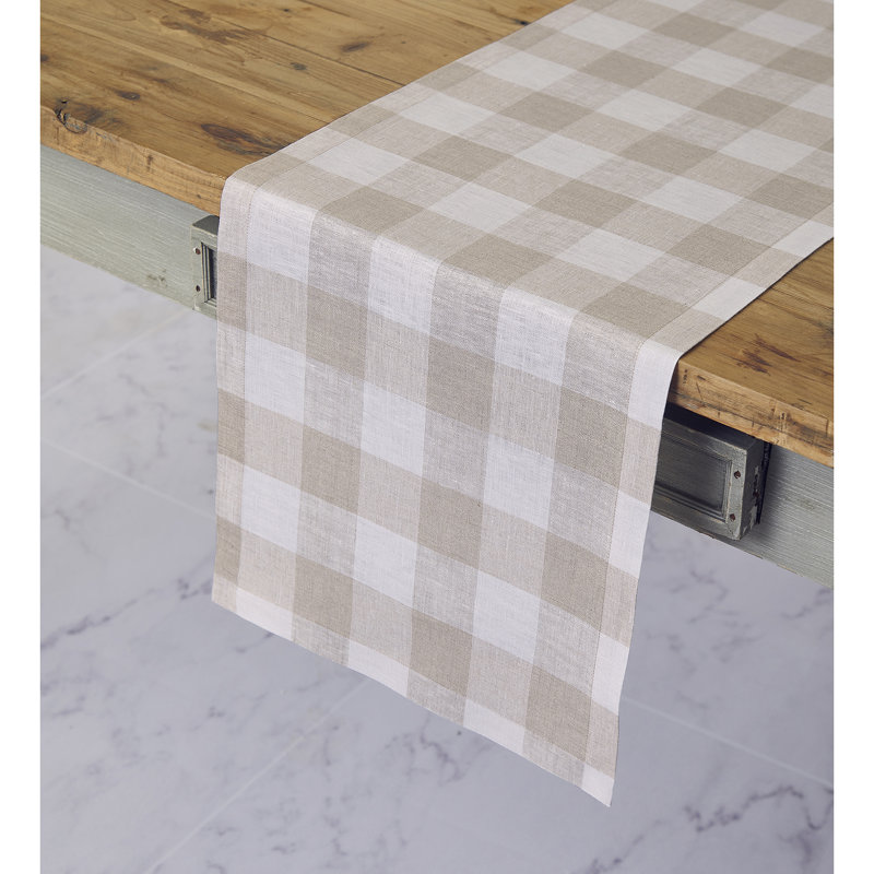 Contempo - 100% Pure Linen Table Runner, 36" x 14", Navy/White