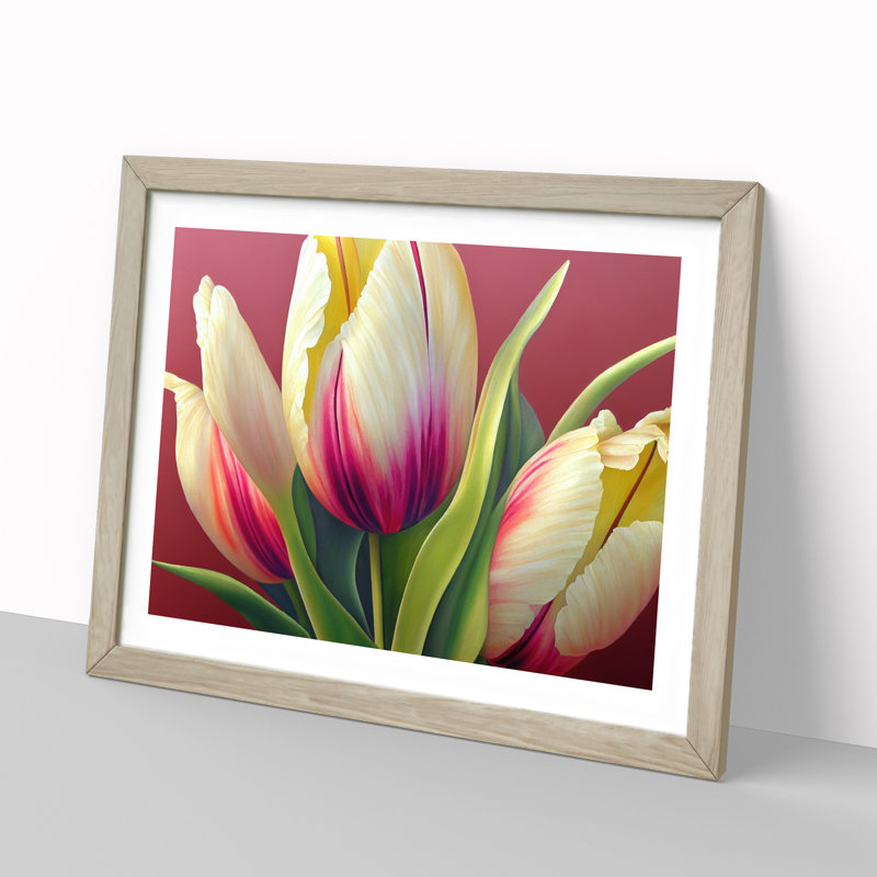 Dazzling Tulip Flowers - Single Picture Frame Print, Oak Framed, 34cm H x 46cm W x 2cm D