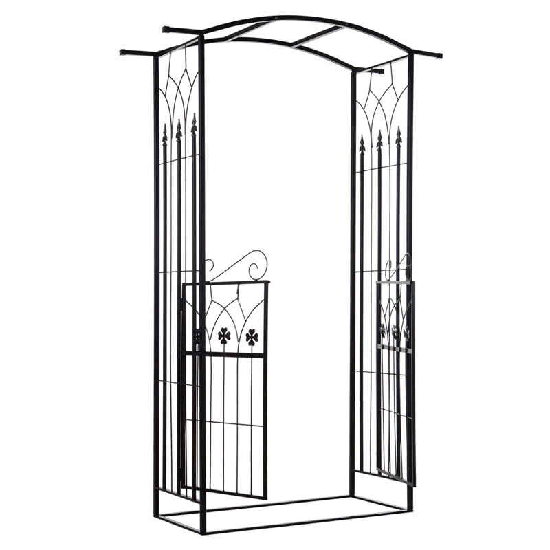 131cm W x 49cm D Metal Arbour with Gate in Black