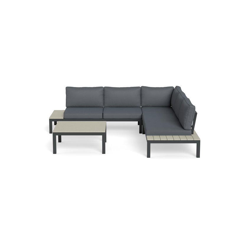 Lakeview Modern Outdoor Aluminum Sectional, Charcoal