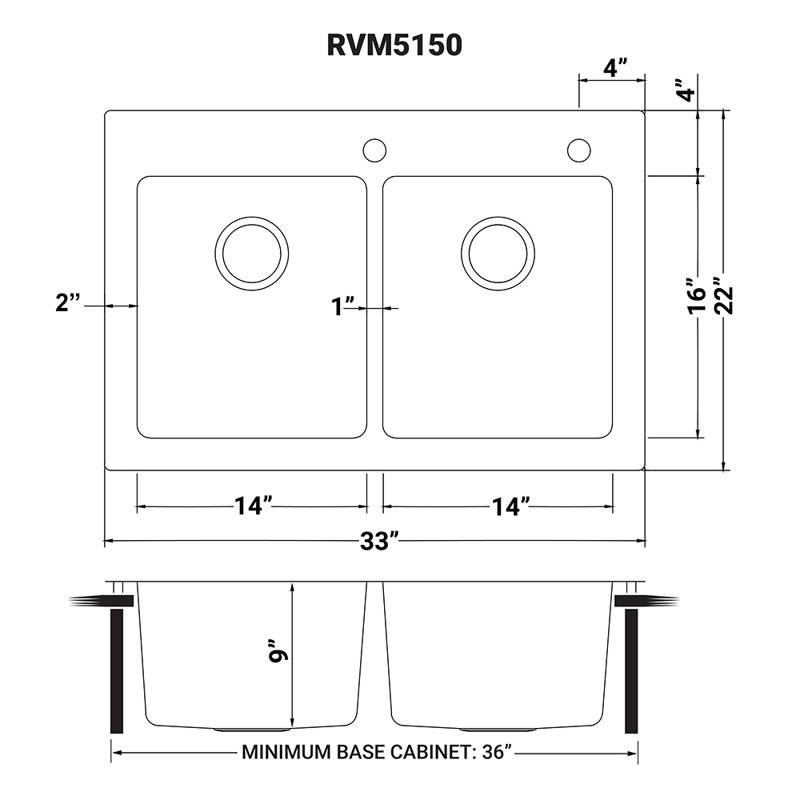 Ruvati 37" Stainless Steel Double Bowl Drop-In Kitchen Sink