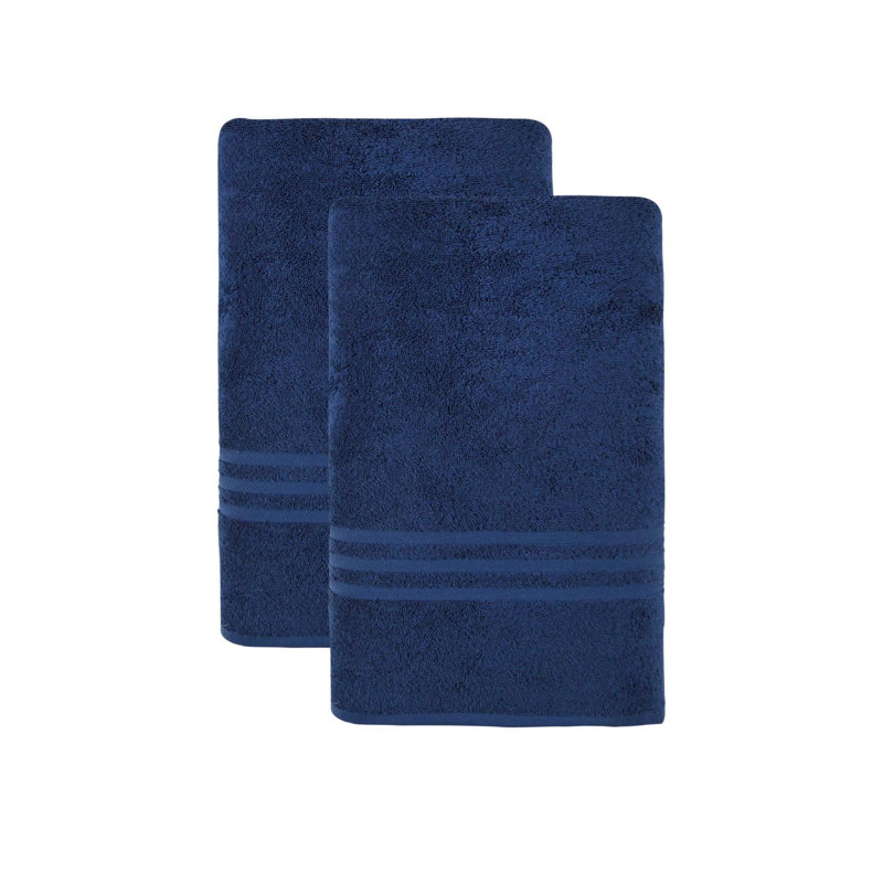 Ensemble de deux draps de bain bleu marine en coton turc 35 po x 66 po