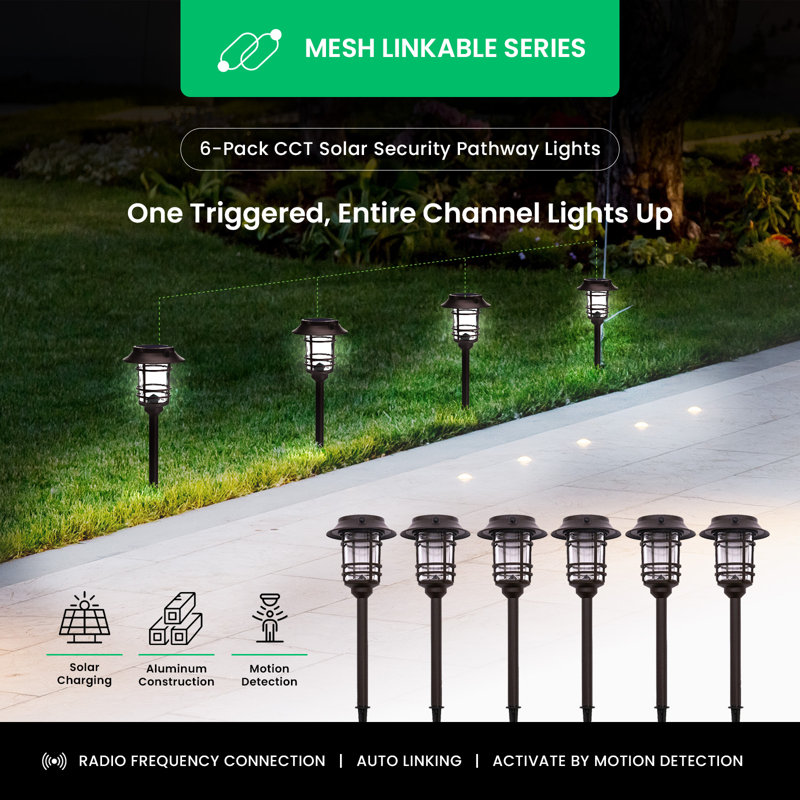Paquet de 6 lumières de sentier connectables - bronze, Noir mat