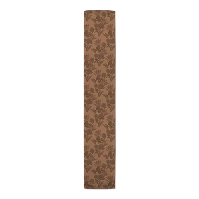 Rectangular Floral Table Runner, 90" x 16", Brown