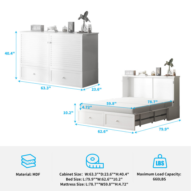 Lit mezzanine convertible avec rangement, Blanc