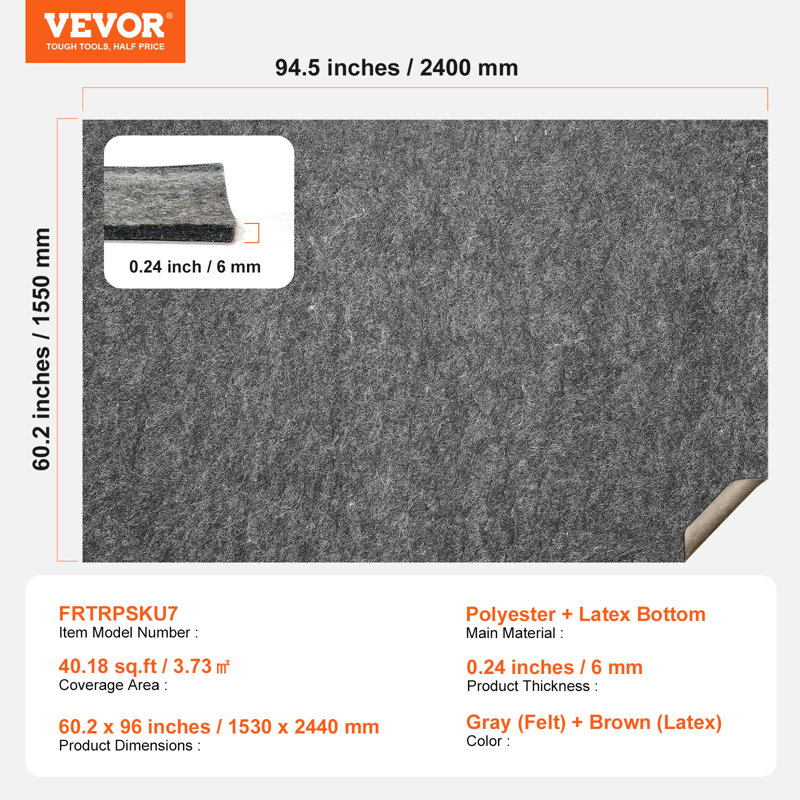 Tapis antidérapant Hokku Designs, Rectangle 5 pi 0,2 po x 7 pi 10,5 po