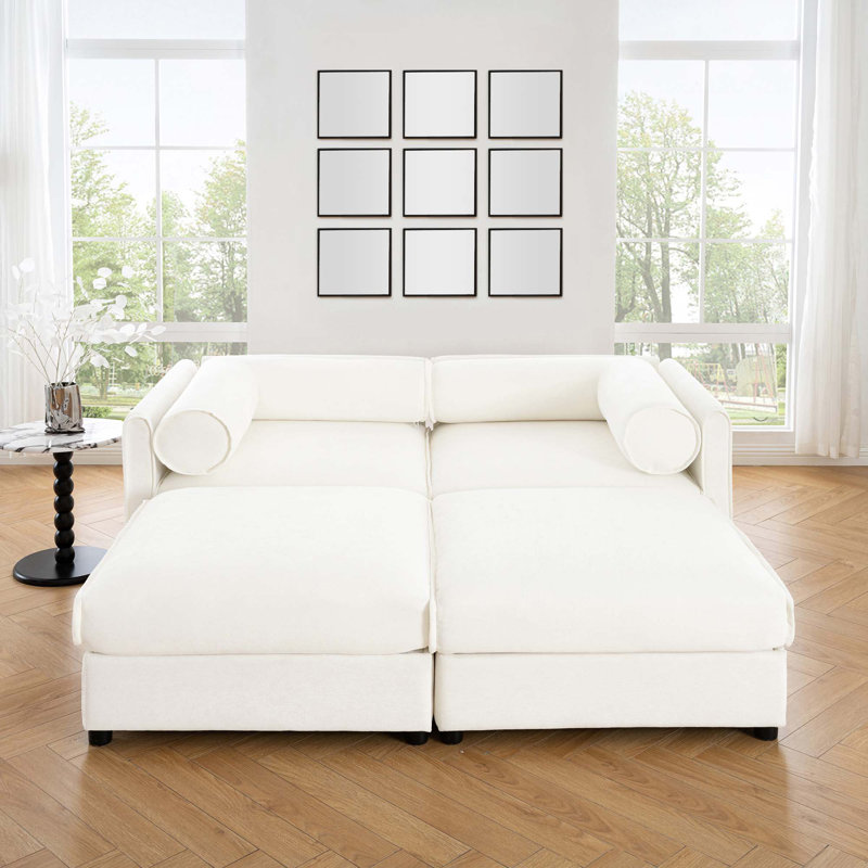 91" Oversized Upholstered Chaise Lounge Indoor, White 1