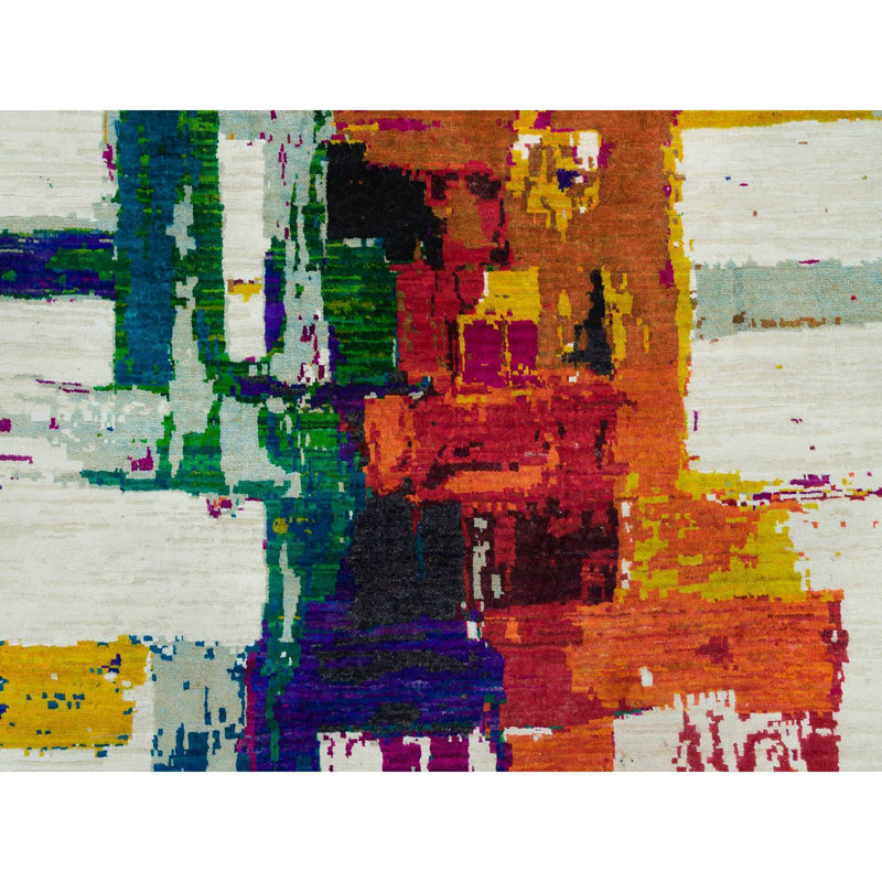 Tapis ivoire en soie 4 pi x 5 pi 10 po Tiffinee One-of-a-Kind