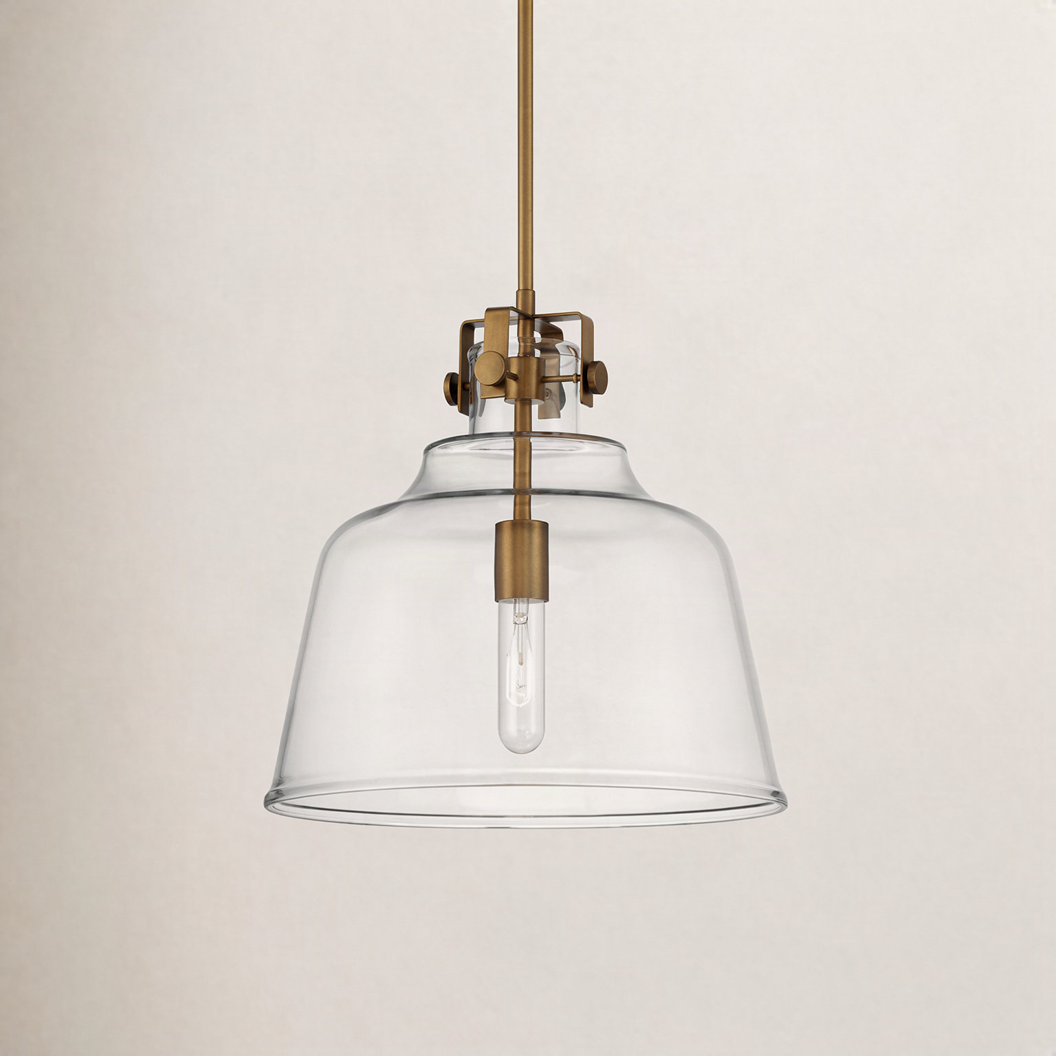 Zander Single Light Glass Steel Dimmable Pendant