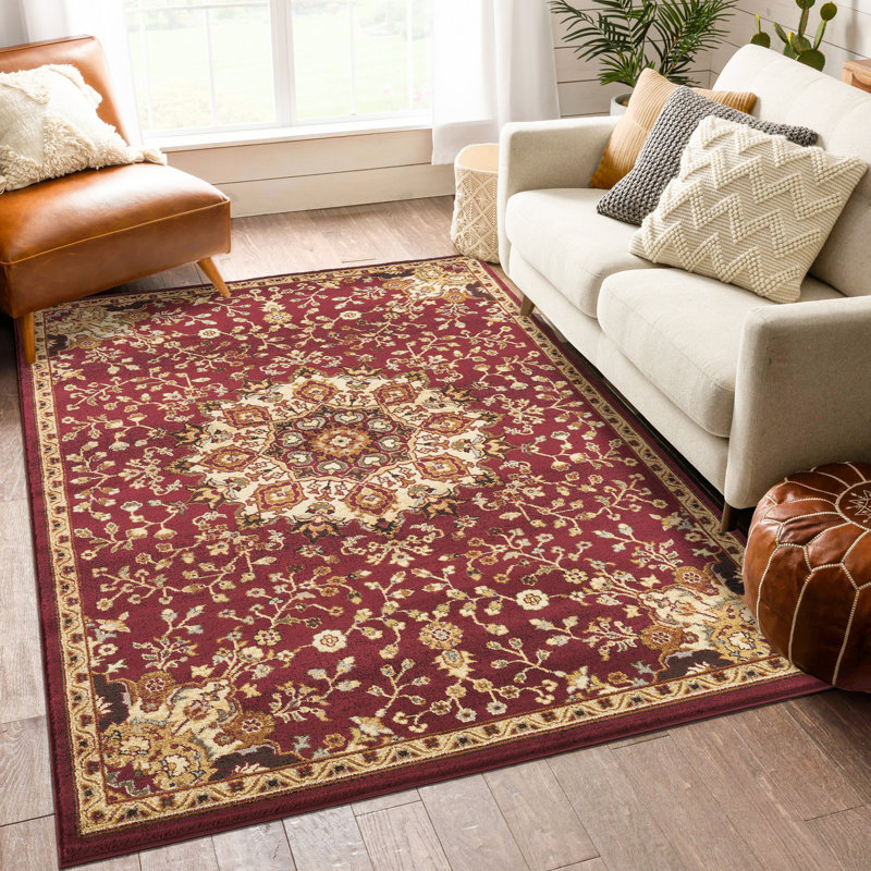 Contemporary Indoor Area Rug, Red, Rectangle 2' x 3'