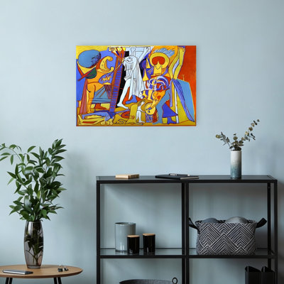 Surreal Human Struggle Abstract Bold Dramatic Wall Art Print 1 Piece Wrapped Canvas Wall Art