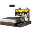Wooden Storage Bed Frame With Led Bookcase Headboard-98972607-98972609