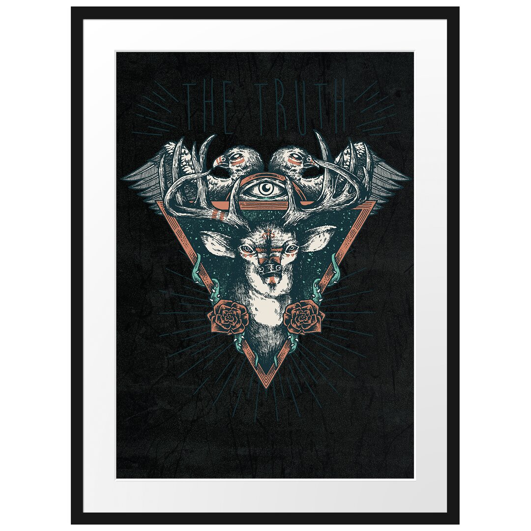 Gerahmtes Poster The Deer Black