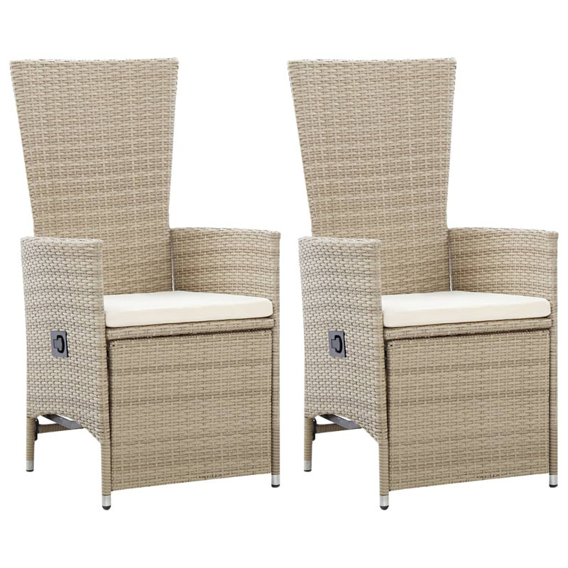 Chaise de patio inclinable avec coussins, Beige