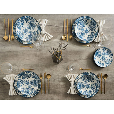 Taviah Porcelain China Dinnerware Set Piece - Service for 4