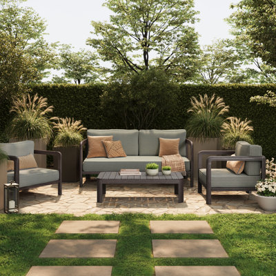 Kona 4-Piece Outdoor Teak Wood Furniture Set in Ash