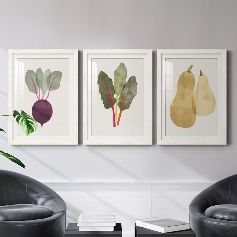 Organic Veg IX - ensemble de 3 cadres photo, H 31,5 po x l 47 po x P 1,5 po, Blanc
