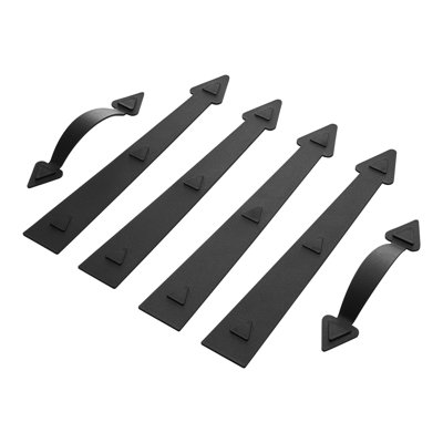 Ensemble de quincaillerie de porte de garage magnétique décorative - Poignées et charnières en faux fer noir pour un attrait instantané