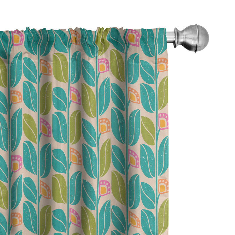 Colorful Floral Semi-Sheer Rod Pocket Sliding Panel, 28" x 84"