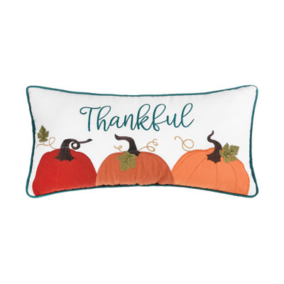 Thankful Pumpkins Applique and Embroidered Pillow