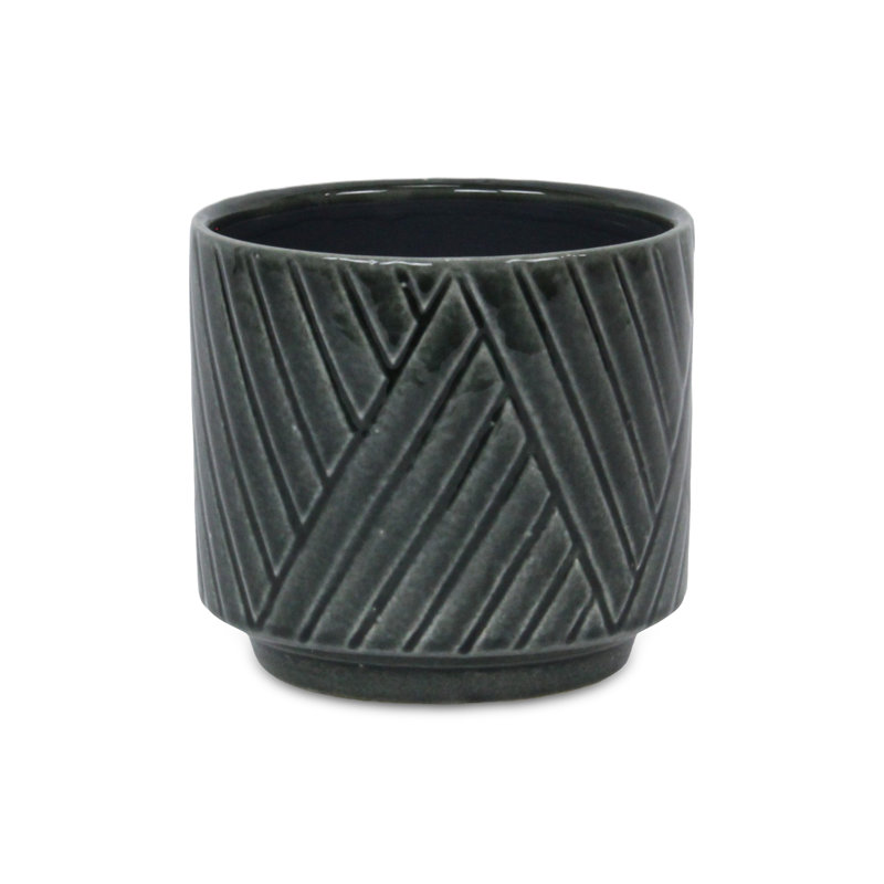 Kettering Handmade Ceramic Pot Planter, 5.25" H x 6" W x 6" D, Dark Gray
