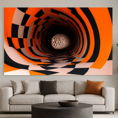 3D Tunnel Wall Mural – Optical Illusion Checkered Abstract Wallpaper Vn900 (Non-Woven) VN900