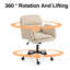 Fauteuil d'appoint pivotant en similicuir 23,6 po - Rotation à 360 °-1732184289