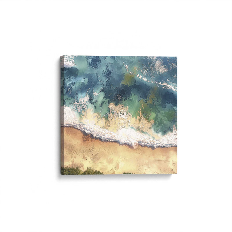 " Aerial Shoreline " Print, Wrapped Canvas, 16" H x 16" W x 1.25" D