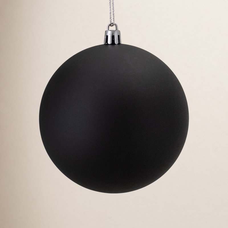 Ornement boule de Noël brillant incassable 12 po, Noir, H 4 po x l 4 po x P 4 po