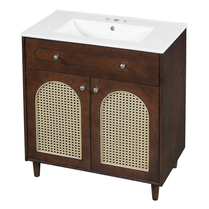 30'' Bathroom Vanity With Undermount Ceramic Sink, Walnut