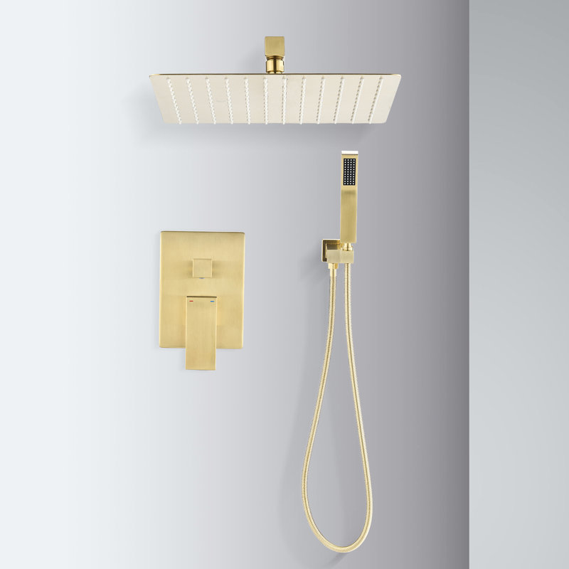 Douche à pluie de 12 po en laiton doré - Buse autonettoyante murale pour une expérience de douche attrayante, pomme de douche en laiton à fixation sur tuyau American Standard, douche apaisante,
