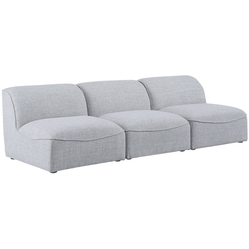 Canapé modulaire Briara, Tissu gris texturé en lin