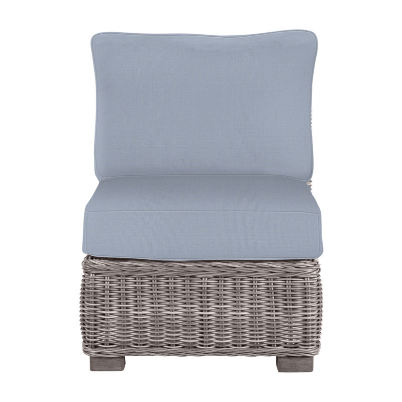 Fauteuil de chambre modulaire d'extérieur en résine tressée rustique N-Dura, Pas de soudure, Huître