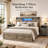 3-Pieces Bedroom Sets ,Farmhouse Bed Frame Queen Size With LED Lights And Charging Station,Nightstands Set Of 2 With 2-Drawer-1763117709