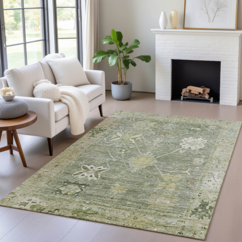 Tapis intérieur / extérieur lavable à la machine Xhevrie, Rectangulaire 8 pi x 10 pi
