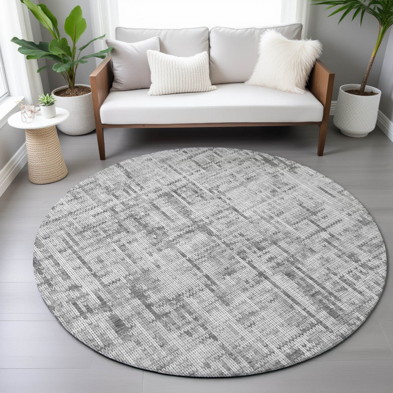 Machine Washable Indoor/Outdoor Colman ACN2130 Striped Rug, Round 8'